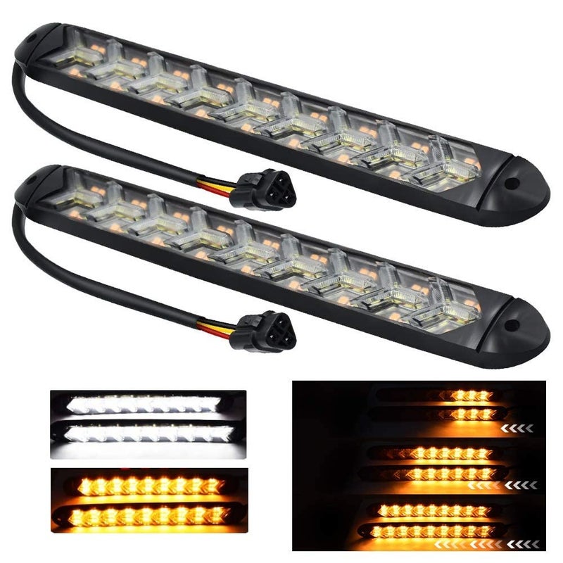 YEERON 2 In1 Fuction Arrow LED DRL Strip Switchback Dual-Color Amber/White Waterproof LED Flexible Lights for DRL & Turn Signal Lights.(White+Amber) 2-Pack. - Image 1